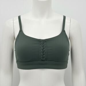 Aerie OFFLINE The Hugger Crackle Sports Bra Medium Green Racerback Active